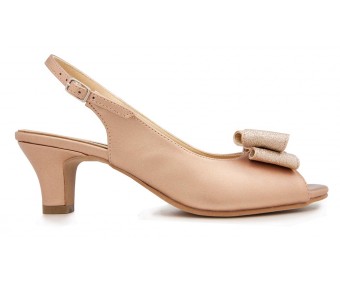 Aurora  Rose Gold Metallic PU Bow Wedding Shoes 