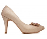 Ariella Rose Gold Glitter With Buckle Wedding Shoes