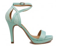 Abia Tiffany and White Lace Wedding Sandals