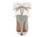 Lorraine Silver Glitter With Ivory White Satin Bow Wedding Shoes
