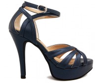 Madeleine Navy Blue PU Dinner Sandals