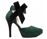 Ella Green Suede With Bow Contrast Dinner Shoes