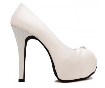 Caprice Ivory White Satin  Wedding Shoes 