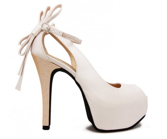 Ellen Ivory White Satin Back Bow Wedding Shoes