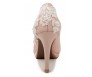 Valencia Nude Pink Satin With White Lace Wedding Shoes