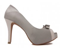 Colette Grey Satin Contrast Wedding Shoes