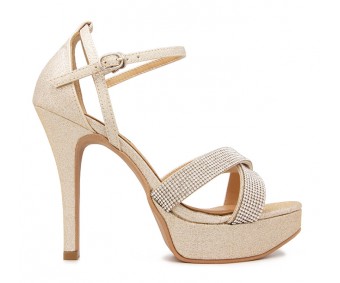 Rosalie Gold Glitter With Diamante Sandals