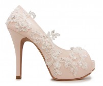 * Elsa Light Beige Satin Lace Wedding Shoes