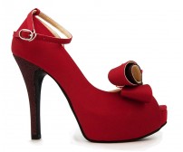 Brianna Wine Red Silk Contrast Dinner Shoes (Ready Stock)