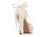 Noel Light Beige Satin With White Lace With Lace Ribbon Strap Wedding Shoes