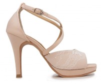 Carey Champagne Satin With Lace Wedding Shoes