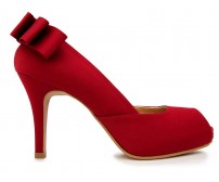 Nicole Wine Red Silk Bow Dinner Shoes