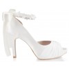 Adalee Ivory White Satin Chiffon With Lace Strap Wedding Shoes