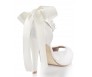 Adalee Ivory White Satin Chiffon With Lace Strap Wedding Shoes