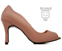 Cirila Coffee Brown Leather  Heels (Ready Stock)