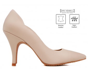 Charlotte Nude Leather Super Comfort Heels (Ready Stock)