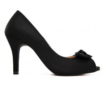 Adelina Black Satin Dinner Shoes