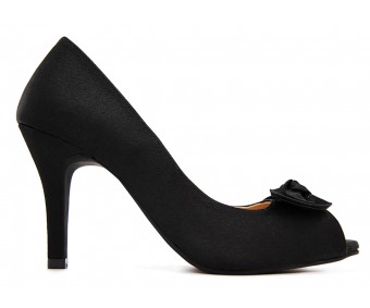 Adelina Black Satin Dinner Shoes