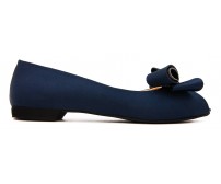 Agnes Navy Blue Silk Flats
