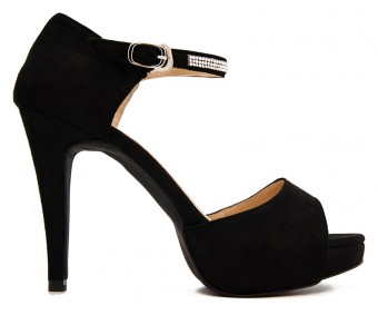 Calista Black Suede With Diamante Dinner Shoes (Ready Stock)