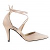 Nadia Nude Silk Ankle Tie Wedding Heels