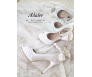 Adalee Ivory White Satin Chiffon With Lace Strap Wedding Shoes