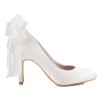 Isabella Ivory White Satin With Lace Bow Wedding Shoes