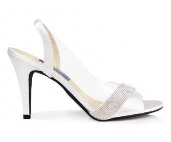 * Pre-order Priscilla Ivory White Satin With Diamante Wedding Sandal (Ready)