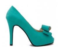 Agnes  Turquoise Suede Bow  Dinner Shoes