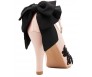 Isabel Nude Pink Satin With Black Bow And Lace Wedding Shoes