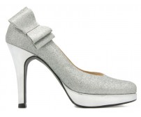 Cierra Silver Glitter Bow Wedding Shoes