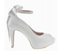 z(Sold out, custom made is available) Freya Silver Glitter Wedding Shoes (Ready Stock)