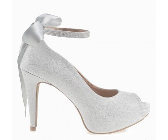 z(Sold out, custom made is available) Freya Silver Glitter Wedding Shoes (Ready Stock)