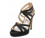 Opal Black Satin Dinner Sandals