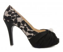 Abbie Black and Champagne Colour Lace Dinner Shoes