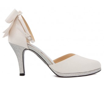 Sabella Ivory White Satin  Wedding Shoes