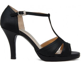 Rhea Black Satin Silk Casual Sandals