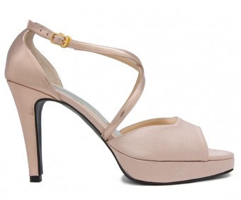 Carey Nude Pink Satin With Rose Gold Metallic Dinner Shoes