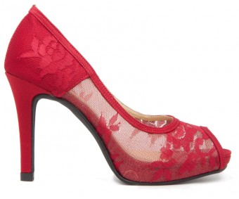 Marcella Wine Red Lace Silk Dinner Shoes