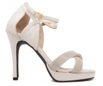 Scarlett Ivory White Satin With Diamante Sandals