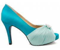 Abbie Turquoise  Colour Silk Dinner Shoes