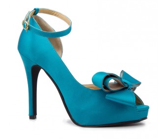 Brianna Bow Turquoise Silk Dinner Shoes