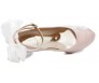 Isabel Nude Pink Satin With White Satin Bow And Lace Wedding Shoes