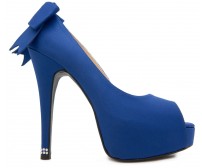 Eliza Bow Blue Silk With Swarovski Dinner Shoes