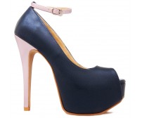 Preslie Navy Blue PU Contrast Casual Shoes