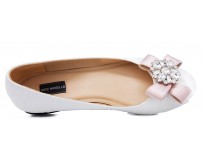 Rainey White Lace With Buckle Wedding Flats