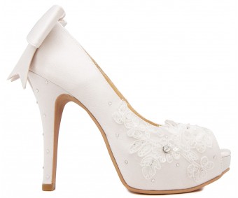 Chloe Ivory White Satin Swarovski Rhinestone Wedding Shoes