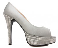 Vivienne Grey Satin Swarovski Rhinestone Wedding Shoes