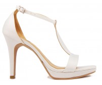 Nina Ivory White Satin Wedding Sandals