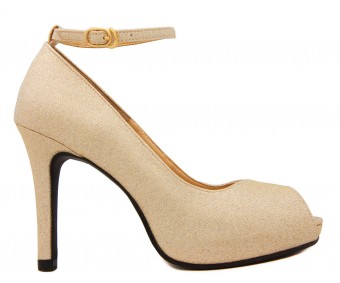 z(Sold out, custom made is available)Brittany Luzzi Gold Glitter Dinner Shoes (Ready Stock)